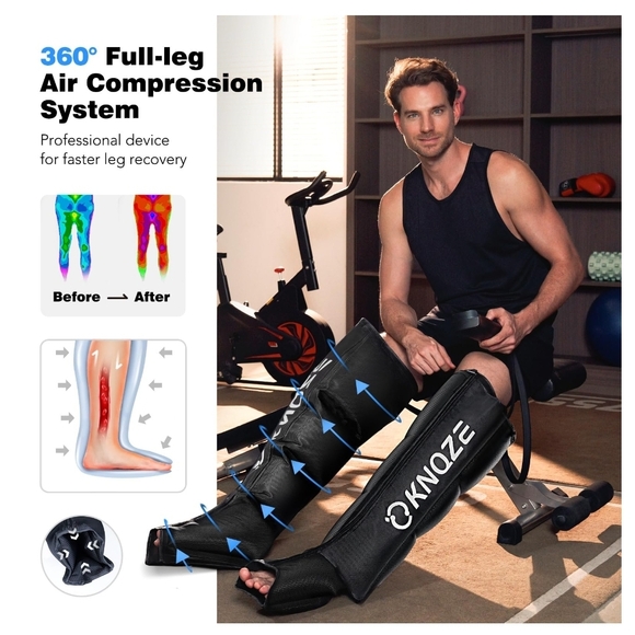 KNQZE Air Compression Leg Massager with Adjustable Pressure, 4-Zone Wrap — Porta - Picture 2 of 9
